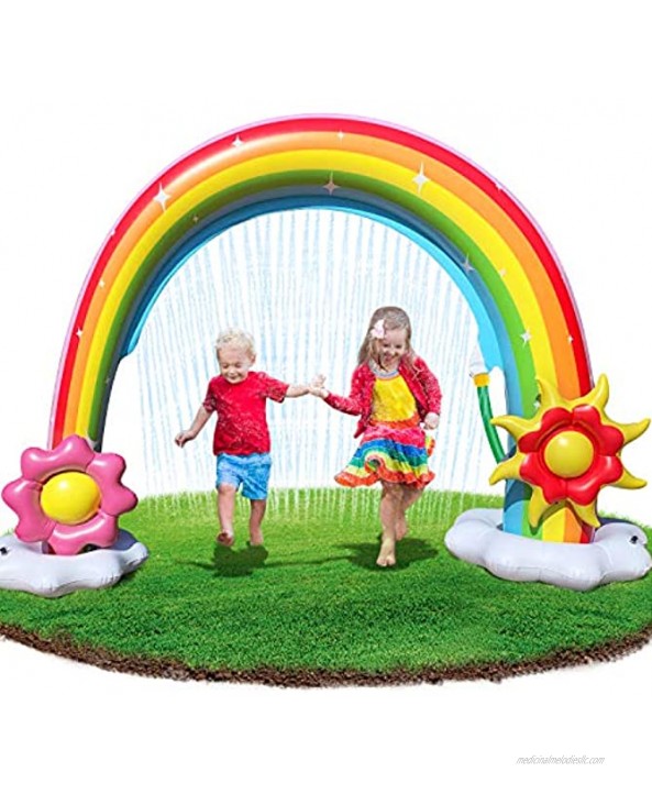 Neteast Inflatable Rainbow Arch Sprinkler Outdoor Toys for 1 2 3 4 5 6 7 Year Old Boys and Girls Gifts Large Outside Splash Sprinkler Water Toys for Kids and Toddlers