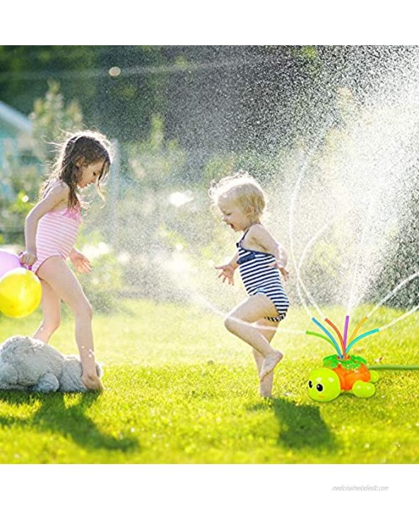 Outdoor Sprinkler for Kids Backyard Rotating Turtle Sprinkler with Swing Tube Splashing Toy for Summer Outside Garden Lawn Water Toys Gifts for 3 4 5 6 Boys and Girls