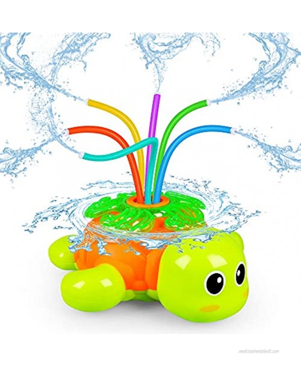 Outdoor Sprinkler for Kids Backyard Rotating Turtle Sprinkler with Swing Tube Splashing Toy for Summer Outside Garden Lawn Water Toys Gifts for 3 4 5 6 Boys and Girls