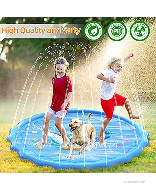 Parboom Splash Pad for Kids 68” Inflatable Sprinkler Play Mat for Kids 1-10 Outdoor Water Toys for Summer Outside Swimming Pool for Babies and Toddlers