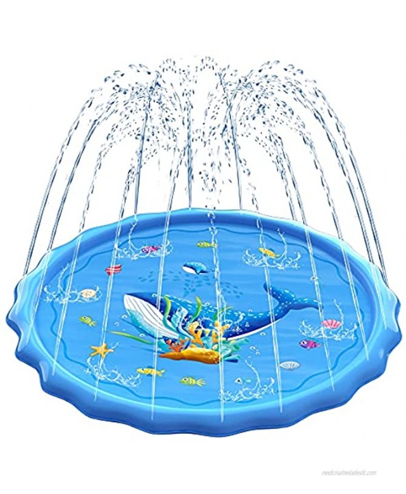 Parboom Splash Pad for Kids 68” Inflatable Sprinkler Play Mat for Kids 1-10 Outdoor Water Toys for Summer Outside Swimming Pool for Babies and Toddlers