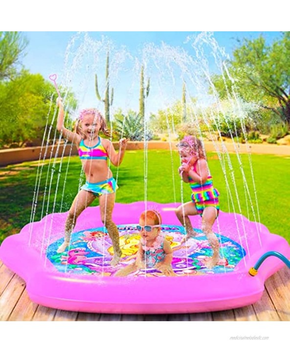PRINCESSEA Emma USA 4-IN-1 Splash Pad XXL 70 Outdoor Water Sprinkler for Kids Summer Wading Pool & Splash Pad for Girls Inflatable Kiddie Pool With Sprinkler Water Toys for Toddlers 1year & up