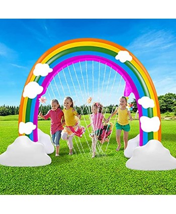 Rainbow Sprinkler Toys 95'' Wider Summer Inflatable Water Toys Outdoor Backyard Party Pool Summer Sprinkler Toy for Children Infants Boys Girls and Kids Summer Spray Water Toy