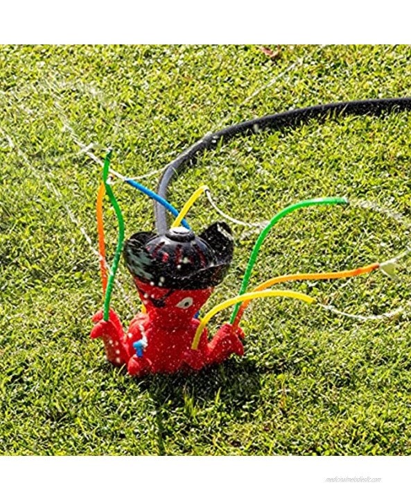 Sloosh Pirate Octopus Water Sprinkler for Kids Backyard Water Toy with 8 Nozzles and Spinning Hat Water Spray Toys for Toddlers Kids Sprinkler for Yard Outdoor Activities