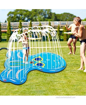Soopotay Splash Pad for Toddlers & Kids Sprinkler for Kids 68" Water Sprinkler Mat for Children Outdoor Play-Octopus Blue