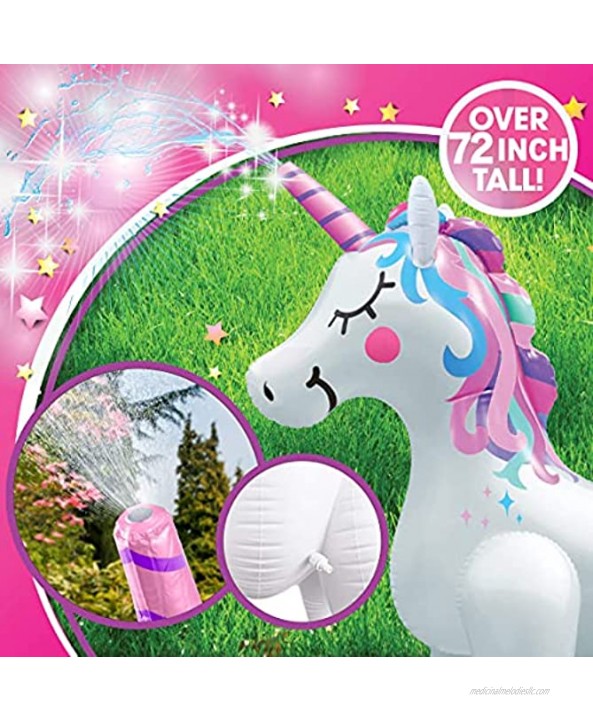 Splash Buddies Sprinklers for Yard – Inflatable Sprinkler for Kids – Easy and Quick Inflation – Requires Hose Attachment – Perfect for Summertime Outdoor Play Pink Unicorn