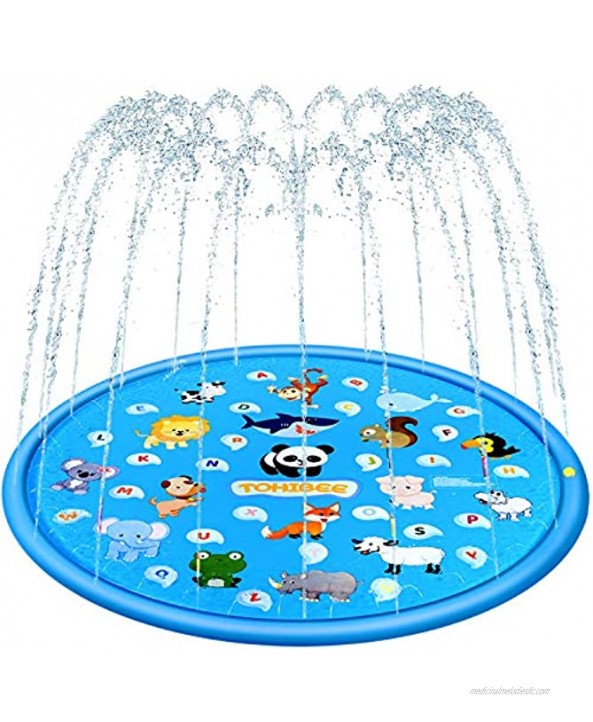 Splash Pad for Kids Upgraded 68'' Summer Outdoor Water Toys Sprinkler for Kids Splash Pad Play Mat & Wading Pool for Fun Games Learning Party 1-12 Years Old Boys Girls