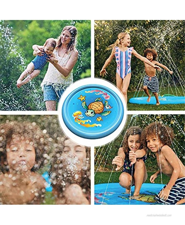 Splash Pad Water Toy Sprinkler Mat Pool for Kids Toddlers 68 Outdoor Summer Toys Kiddie Baby Swimming Pools Fun Backyard Trampoline Lawn Games Infant Wading Pool Slide Water Play for Ages 1 12