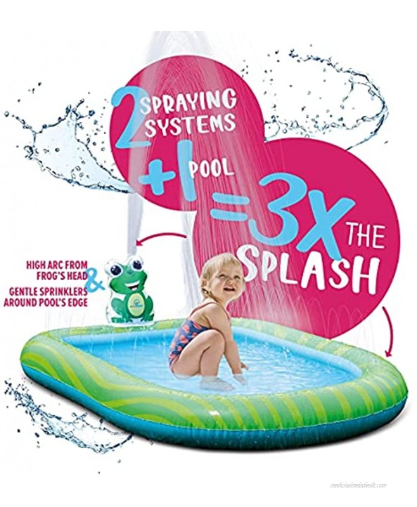 Splashin'kids 3 in 1 Inflatable Sprinkler Pool Kiddie Pool Kids Pool Toddlers Wading Swimming Outdoor Play Mat Splash Pad 9 Months and up Boys Girls Large Small and Large Size