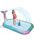Sprinkler Pool for Kids ,Fuwomim 3-in-1 Splash Pad Kiddie Pool Mermaid Design Inflatable Sprinkler Outdoor Water Toys Wading Swimming Pool for Baby Toddlers Boys Girls