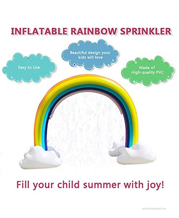 SURPCOS Rainbow Sprinkler Outdoor Inflatable Pools Summer Sprinkler Toys Perfect for Children Infants Boys Girls and Kids Over 6 Feet Long