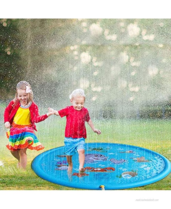 Tobeape Splash Pad Sprinklers for Kids 68 Splash Play Mat Outdoor Water Toys Kiddie Wading Pool for Babies Toddlers Boys Girls