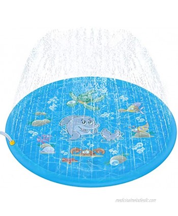 Tobeape Splash Pad Sprinklers for Kids 68" Splash Play Mat Outdoor Water Toys Kiddie Wading Pool for Babies Toddlers Boys Girls