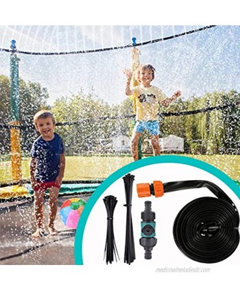 Trampoline Sprinkler for Kids 49ft Outdoor Trampoline Water Play Sprinklers Fun Summer Water Games Toys Sprinkler