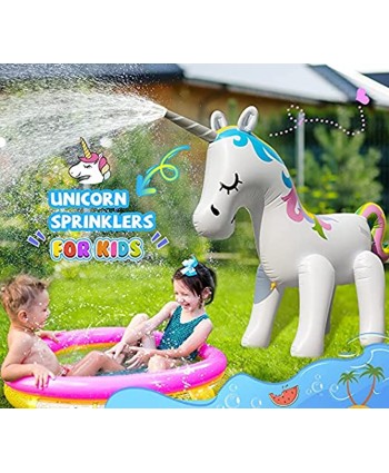 Unicorn Sprinkler for Kids Outdoor Play Giant Inflatable Unicorn Sprinklers for Outside Backyard Water Fun Blow Up Unicorn Sprinkler for Yard Unicorn Inflatable Water Toys XL Unicorn Sprinkler