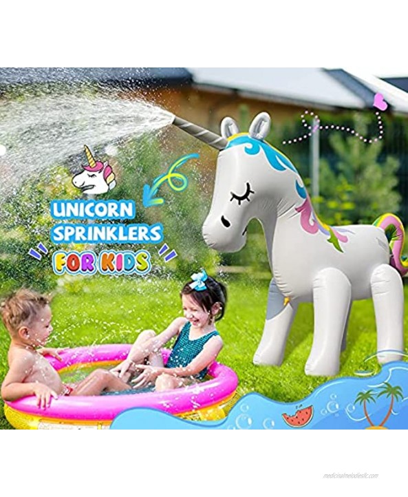 Unicorn Sprinkler for Kids Outdoor Play Giant Inflatable Unicorn Sprinklers for Outside Backyard Water Fun Blow Up Unicorn Sprinkler for Yard Unicorn Inflatable Water Toys XL Unicorn Sprinkler