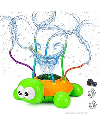 Water Spray Sprinkler for Kids Spinning Turtle Water Sprinkler Toy with Wiggle Tubes for Kids & Toddler Splashing Fun Backyard & Lawn