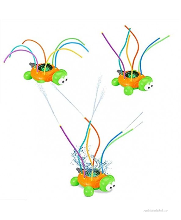 YJOO Sprinkler for Kids Water Spray Spinning Turtle Sprinkler Toy with Wiggle Tubes Attaches to Garden Hose Splashing Fun for Summer Days Play