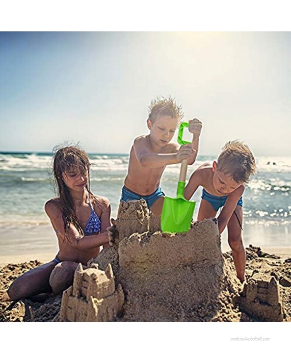 16 Long Kids Beach Spades Sand Shovels Toys Gardening Tools Kit Sandbox Sturdy Scoop Durable Wood Handle ABS Plastic Spade for Garden Sand Snow Backyard Summer Kids Adults 3 Pack- Blue&Green&Red