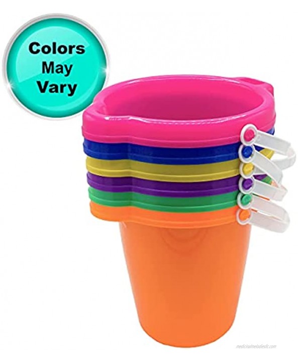 4E's Novelty Beach Sand Buckets and Shovels for Kids 7 Large Beach Pail [2 Pack] Color Vary Beach Toys for Kids 3-10