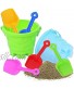 7 PCS Kids Beach Toys Set,Including 2 PCS Sand Buckets and 5 Colors Sand Shovels,Beach Sand Pail and Shovel Setfor Boys and Girls