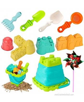 AMOR 19 Pieces Beach Sand Toy Set Collapsible Outdoor Beach Toys for Toddlers Castle Sand Toys for Kids Boys Girls