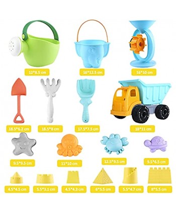 Auney Beach Toys Set for Kids 20 PCS Sand Water Wheel Castle Molds Truck Bucket Beach Shovels Rakes Tool Kit Sea Animal Molds Watering Can with Mesh Backpack Sandbox