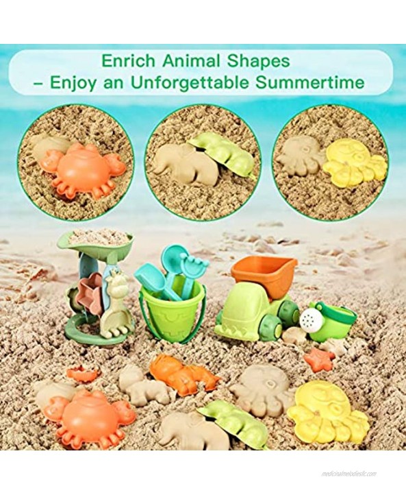 Beach Sand Toys for Kids 28 PCS Sandbox Toys with Truck Water Wheel Castle Bucket Sand Shovel Tool Kits Animal Castle Molds in Mesh Bags Snow Toys Outdoor Summer Beach Toys for Kids 3-10