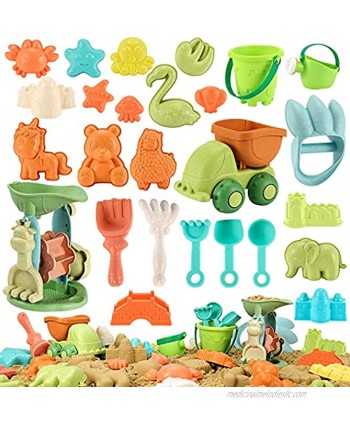 Beach Sand Toys for Kids 28 PCS Sandbox Toys with Truck Water Wheel Castle Bucket Sand Shovel Tool Kits Animal Castle Molds in Mesh Bags Snow Toys Outdoor Summer Beach Toys for Kids 3-10