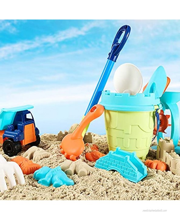 Beach Sand Toys For Kids 31 PCS Sand Castle Toys for Beach Snow Toys Sandbox Toys with Truck Water Wheel Sand Bucket with Sifter Shovels Rakes Animal Castle Molds in Mesh Bag,Kids Outdoor Toys