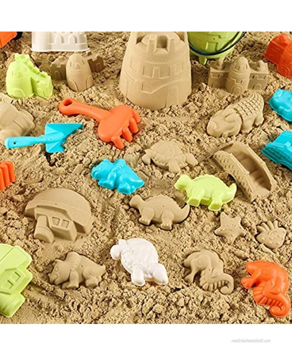 Beach Sand Toys For Kids 31 PCS Sand Castle Toys for Beach Snow Toys Sandbox Toys with Truck Water Wheel Sand Bucket with Sifter Shovels Rakes Animal Castle Molds in Mesh Bag,Kids Outdoor Toys