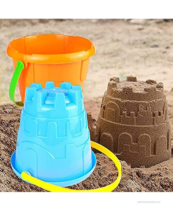 Beach Toys Plastic Castle Mold Sand Buckets Beach Bucket Set Sand Pail with Handle for Kids Kids Toddlers Easter Baskets with Handles Ideas Pack of 4 Sets Bundle