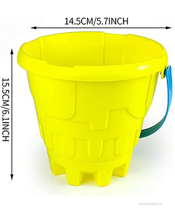 Beach Toys Plastic Castle Mold Sand Buckets Beach Bucket Set Sand Pail with Handle for Kids Kids Toddlers Easter Baskets with Handles Ideas Pack of 4 Sets Bundle
