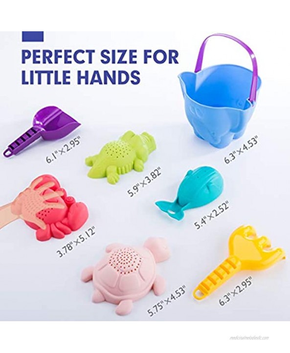 Beach Toys Sand Toys Bath Toys for Kids Toddlers Baby Sand Toys Bucket Rake Shovel Set Beach Turtle Crocodile Whale Crab Sand Molds Water Toys for 1 Year Old Boy 18 Months Old and up 7 Pieces