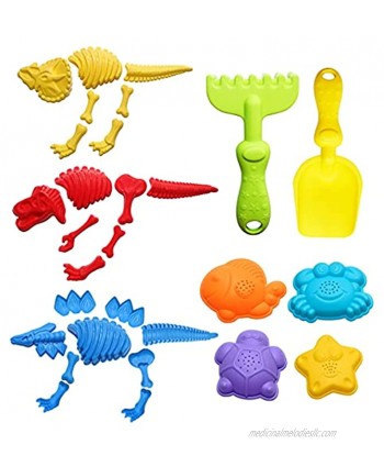 BeneFine 29 Piece Beach Toys Sand Toys Dinosaur Fossil Sand Mold,Animal Mold,Beach Shovel Tool Kit Fun Outdoor Games Beach Accessories for Boys Girls