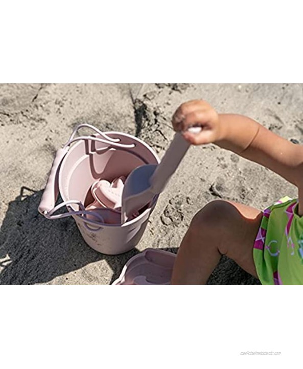 BraveJusticeKidsCo. | Silicone Summer Kids Beach Set | Toddlers and Baby Sandbox Toys Blush + Beach Bag