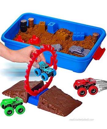 Dazmers Monster Truck Sand Play Set Sensory Toys for Kids W  2 Lbs of Sand for 3 4 5 Year Old Toddlers