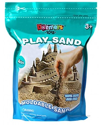 Dazmers Play Sand 4 LB Refill Pack for Your Sand Toys or Playsets Bulk Replacement Sensory Sand Feels Wet but is Dry Sticks Together for Shaping Squeezing Scooping Rolling and Molding Fun