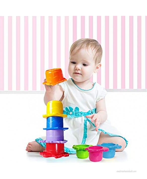 Extasticks Baby Bath Toys Stacking Cups for Sand Beach and Water for Toddlers and Kids 8 Cup Set to Play in Pool and tub for Boys and Girls