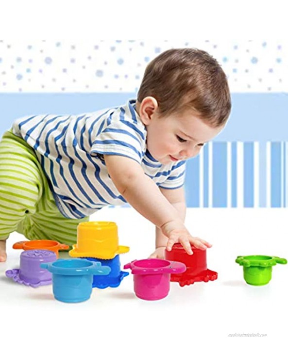 Extasticks Baby Bath Toys Stacking Cups for Sand Beach and Water for Toddlers and Kids 8 Cup Set to Play in Pool and tub for Boys and Girls