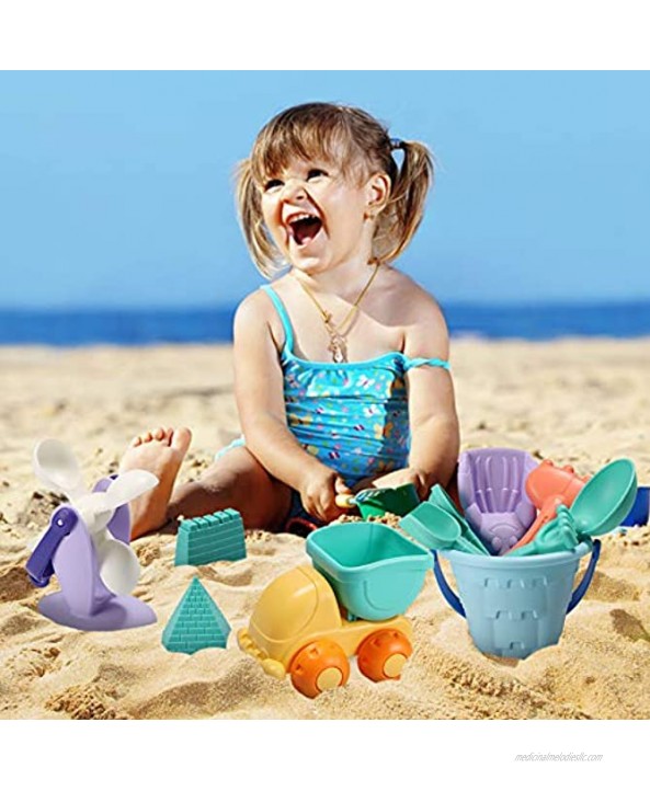 JOYIN 24 Pcs Beach Sand Toys Set with Mesh Bag Includes Sand Water Wheel Sandbox Vehicle Sand Molds Bucket Sand Shovel Tool Kits Eco-Friendly Sand Toys for Toddlers Kids Outdoor Play