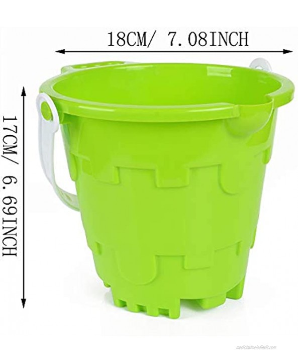 Jumbo Castle Model Beach Gear 7 Large Sand Buckets Snow Castle Maker Pails Beach Water Pool Gardening Bath Toy Environmentally ABS Durable Thick Plastic Complete Gift Set Bundle For Kids Boys Girls