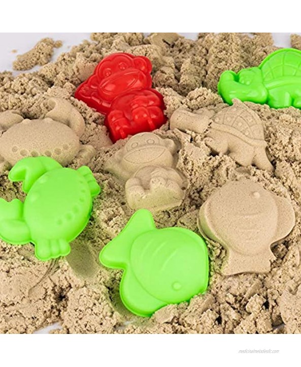 Kilpkonn Sand Molds Tools 65pcs Mini Sandbox Toys Mold Activity Set with Dinosaur Castle Fruit Ocean and Animals Mold Playset Compatible with Any Molding Sand