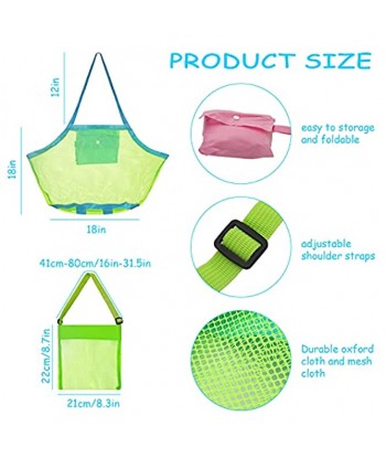 kiniza 6 Pieces Colorful Mesh Beach Bags 2 Size Portable Beach Shell Bags Kids Toy Mesh Bag with Adjustable Carrying Straps Beach Shell Collecting Bag for Holding Shells Toys