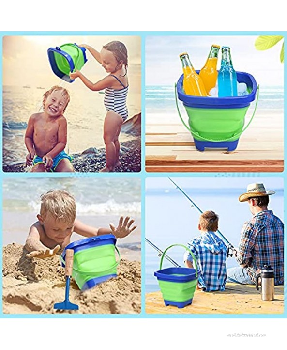 Large Foldable Beach Pails Sand Bucket Toys Set With Garden Beach Tool Set for Kids Collapsible Bucket With Beach Sand Shovels Rake Scoop Garden Tool Kits Gifts for Adults Multi Function 4 Pack