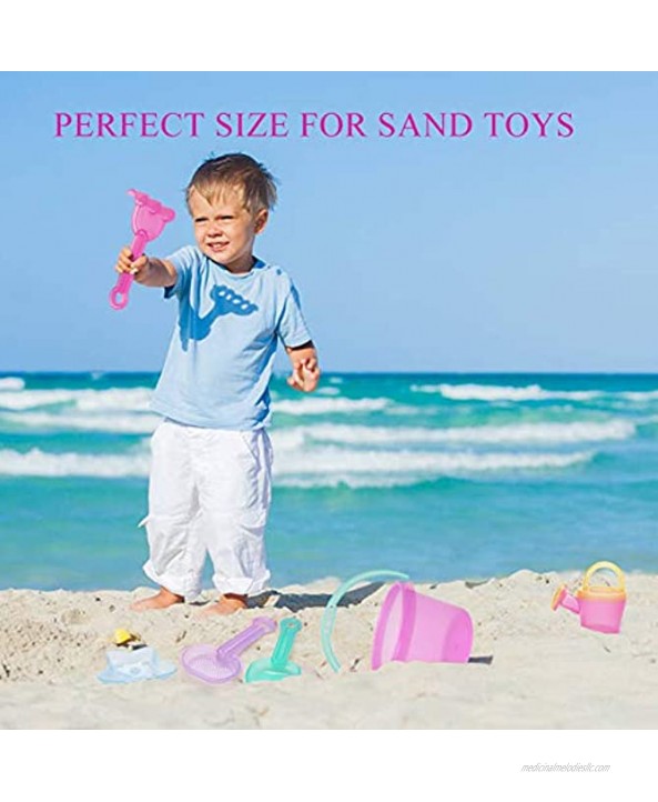 LotFancy 10 Piece Kids Beach Sand Toys Set Sand Toys for Toddlers Beach Toy Set with Sand Bucket Star Shell Castle Mold Sand Sifter Cover Rake Watering Can Shovel Tool Kit for Kids Outdoor Toys