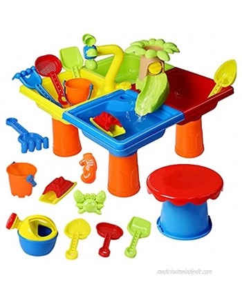 Loyaa Beach Toys Sand Toys Set Toddler Toys Sensory Table Toy with Cover-Water Table Water Sand Table Sand Molds Beach Tool Kit Outdoor Beach Sand Toys for 1-3 Years Old Boys and Girls Colorful