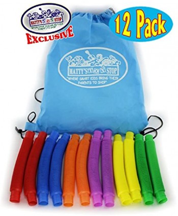 Matty's Toy Stop Pull 'N Pop Multi-Color Tubes Toobs with Storage Bag 12 Pack