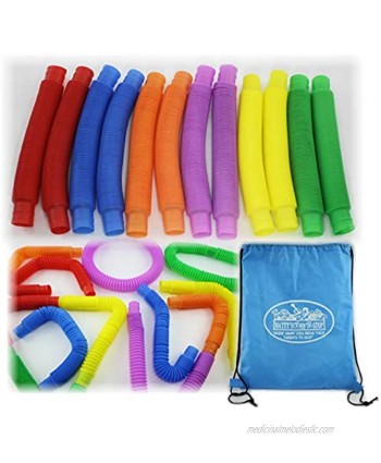 Matty's Toy Stop Pull 'N Pop Multi-Color Tubes Toobs with Storage Bag 12 Pack