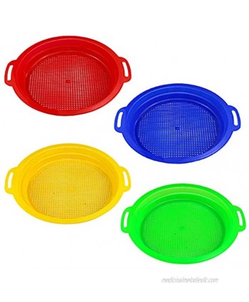 Newbested 4 Pack Multicolor Sand Sifter Sieves,Plastic Sand Sifter for Backyard Park Party Favor Sand and Beach4 Colors,8.75" x 9.75"